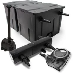 WILTEC Kit De Filtration De Bassin Bio Filtre 60000l Stérilisateur UVC 24W 80W Pompe éco Fontaine