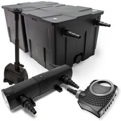 WILTEC Kit De Filtration Bassin Bio Filtre 60000l 80W Pompe éco Stérilisateur UVC 36W Fontaine