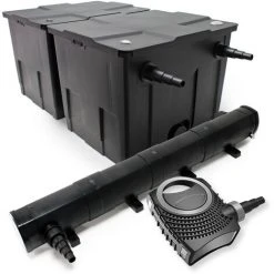 WILTEC Kit De Filtration De Bassin Bio Filtre 60000l Stérilisateur UVC 72W 80W Pompe éco