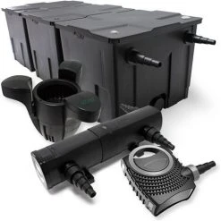 WILTEC Kit De Filtration Bassin Bio 90000l Stérilisateur UVC 18W 80W Pompe éco Ecumeur