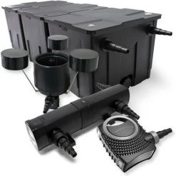 WILTEC Kit De Filtration Bassin Bio 90000l Stérilisateur UVC 36W 80W Pompe éco Ecumeur