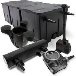WILTEC Kit De Filtration Bassin 90000l Stérilisateur UVC 18W 80W Pompe éco Fontaine Ecumeur