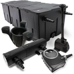 WILTEC Kit De Filtration Bassin 90000l Stérilisateur UVC 24W 80W Pompe éco Fontaine Ecumeur