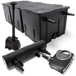 WILTEC Kit De Filtration De Bassin Bio 90000l 80W Pompe Stérilisateur UVC 36W Fontaine