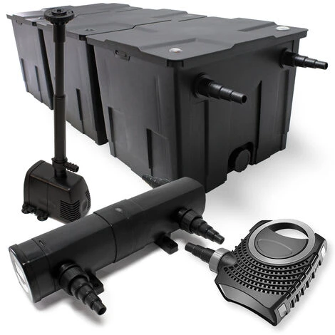 WILTEC Kit De Filtration De Bassin Bio 90000l 80W Pompe Stérilisateur UVC 36W Fontaine