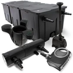 WILTEC Kit De Filtration Bassin 90000l 80W Pompe Sterilisateur UVC 18W Fontaine Ecumeur
