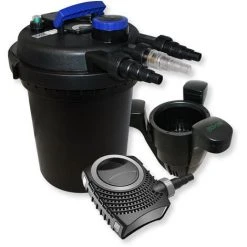 WILTEC Kit De Filtration Bassin à Pression 10000l Stérilisateur UVC 11W 70W Pompe éco Ecumeur