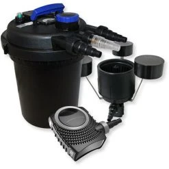 WILTEC Kit De Filtration Bassin à Pression 10000l Stérilisateur UVC 11W 70W Pompe éco Ecumeur