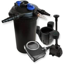 WILTEC Kit De Filtration Bassin à Pression 30000l Stérilisateur 70W Pompe éco Fontaine Ecumeur