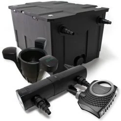 WILTEC Kit De Filtration De Bassin Bio Filtre 60000l Stérilisateur UVC 24W 80W Pompe éco Ecumeur