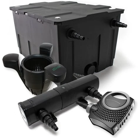 WILTEC Kit De Filtration De Bassin Bio Filtre 60000l Stérilisateur UVC 24W 80W Pompe éco Ecumeur