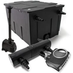 WILTEC Kit De Filtration De Bassin Bio Filtre 60000l Stérilisateur UVC 18W 80W Pompe éco Fontaine