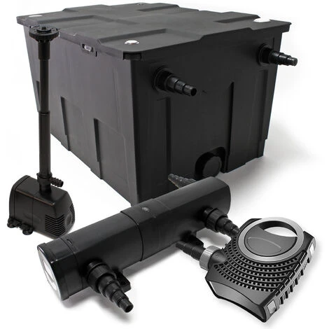 WILTEC Kit De Filtration De Bassin Bio Filtre 60000l Stérilisateur UVC 18W 80W Pompe éco Fontaine