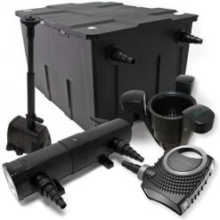 WILTEC Kit De Filtration Bassin Bio Filtre 60000l 80W Pompe Stérilisateur UVC 24W Fontaine Ecumeur