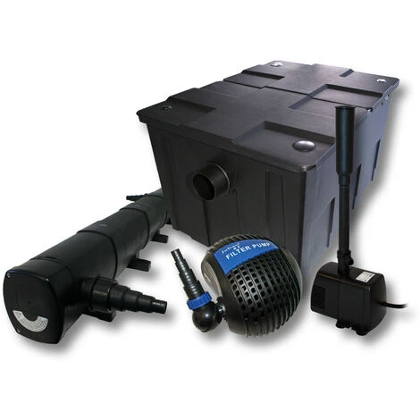 WILTEC Kit Filtration Bassin Bio Filtre 60000l Stérilisateur UVC 72W 80W Pompe éco Fontaine
