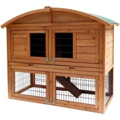 WILTEC Clapier Pour Lapins Enclos 2 Étages Maison Rongeurs Bois D’épicéa Cage Bac Excréments Jardin