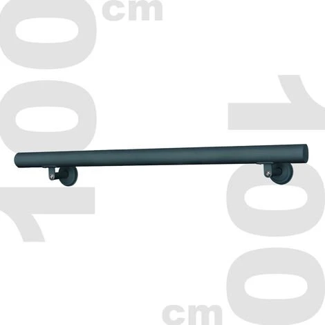WILTEC Kit Main Courante Rambarde Support Mural 100cm Anthracite Escaliers Poignée – Image 2