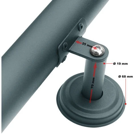 WILTEC Kit Main Courante Rambarde Support Mural 100cm Anthracite Escaliers Poignée – Image 4