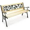 WILTEC Banc De Jardin Banquette Inge En Bois Et Fer De Fonte Dossier Avec Design De Roses Deux Places