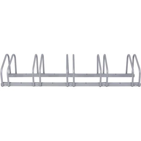 WILTEC Râtelier Au Sol Pour 5 Vélos 1305x320x265mm Acier Revêtu Par Poudre Gris Bicyclette – Image 3