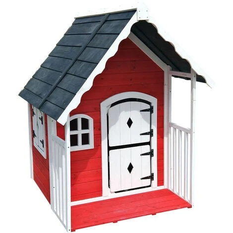 WILTEC Maison De Jeux Villa Enfants Bois Véranda Maisonnette Cabane Jardin Terrasse Plein Air – Image 2