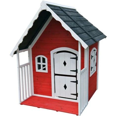 WILTEC Maison De Jeux Villa Enfants Bois Véranda Maisonnette Cabane Jardin Terrasse Plein Air – Image 3