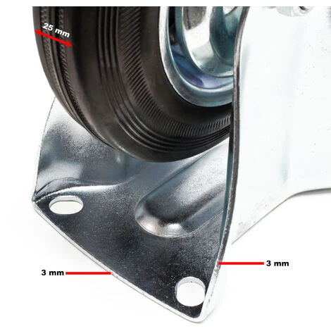 WILTEC Roulette Fixe Ø 160 Mm Roue Caoutchouc Jante Métal 130Kg Charge Transport Appareil Accessoire Meuble – Image 5