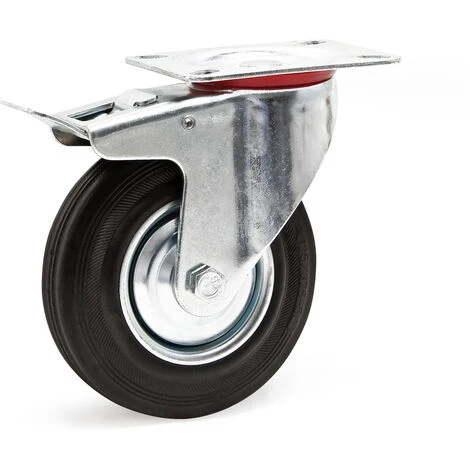 WILTEC Roulette Blocage Double Ø 125 Mm Roue Caoutchouc Jante Métal 100Kg Charge Transport Appareil Meuble