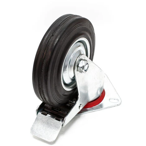 WILTEC Roulette Blocage Double Ø 125 Mm Roue Caoutchouc Jante Métal 100Kg Charge Transport Appareil Meuble – Image 2