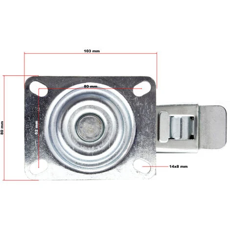 WILTEC Roulette Blocage Double Ø 125 Mm Roue Caoutchouc Jante Métal 100Kg Charge Transport Appareil Meuble – Image 4