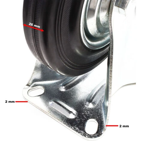 WILTEC Roulette Fixe Ø 125 Mm Roue Caoutchouc Jante Métal 100 Kg Transport Appareil Accessoire Meuble – Image 5