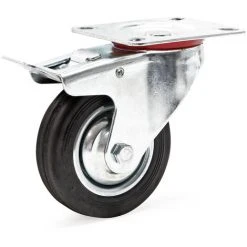 WILTEC Roulette Blocage Double Ø100mm Roue Caoutchouc Jante Métal 70Kg Transport Appareil Accessoire Meuble