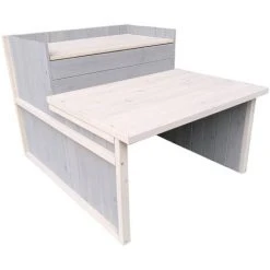 WILTEC Garage Pour Robot-tondeuse Toit Gradin Bois Massif Abri Carport Gris 79,7x66x55,7cm