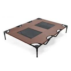 WILTEC Lit De Camp Pour Chien Outdoor Lit Surélevé Chat XL 122x93x20cm Marron Tissu Oxford Jusqu’à 30kg
